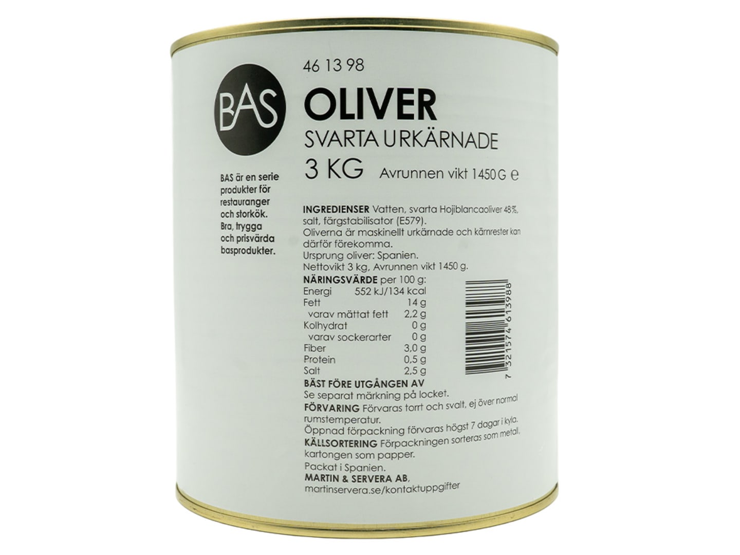 Oliver svarta kärnfria 2,85/1,45kg