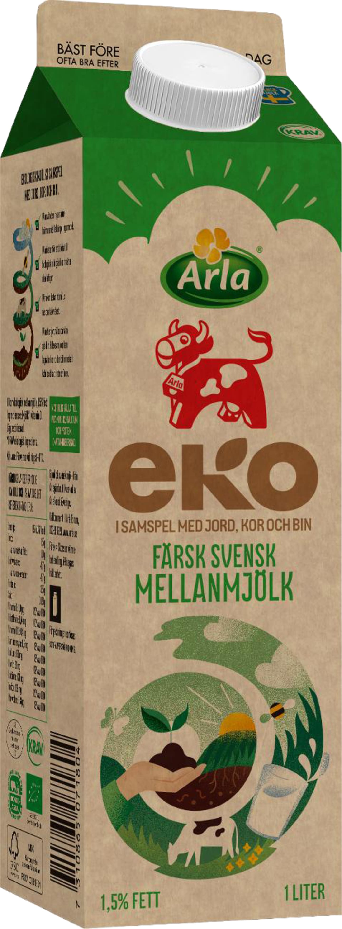 Mellanmjölk 1,5% KRAV Arla 1L