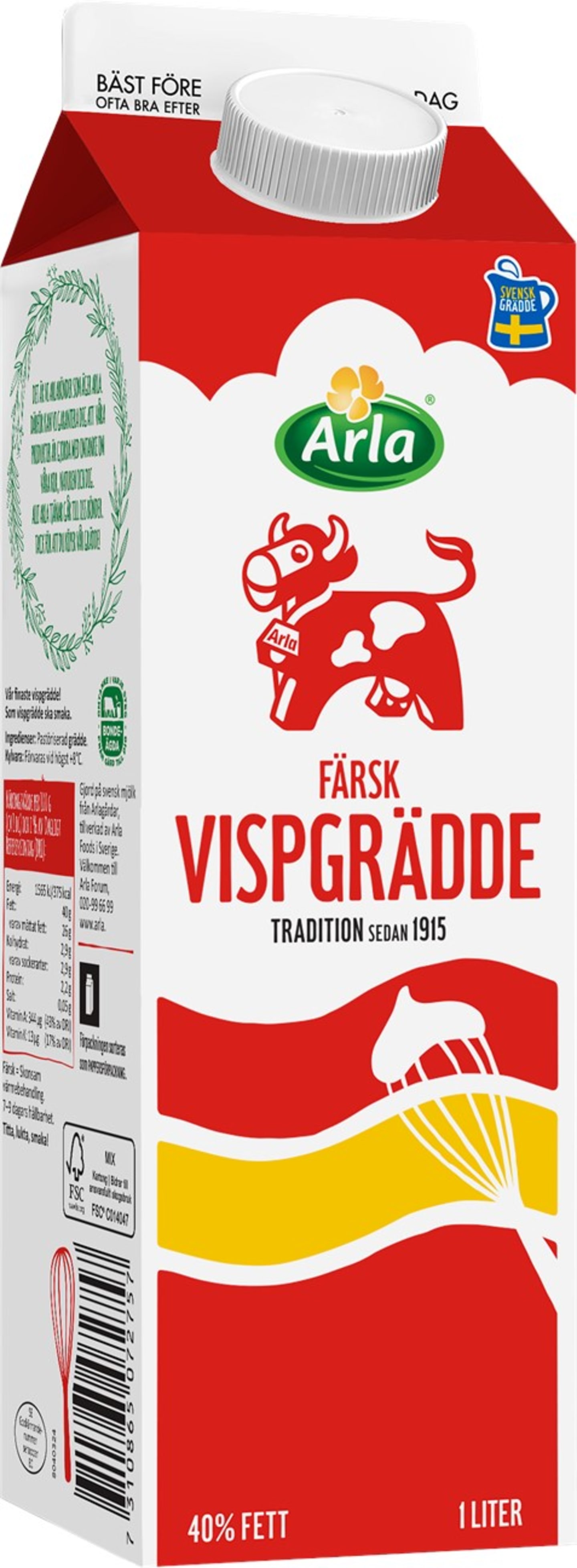 Vispgrädde 40% Arla 1L