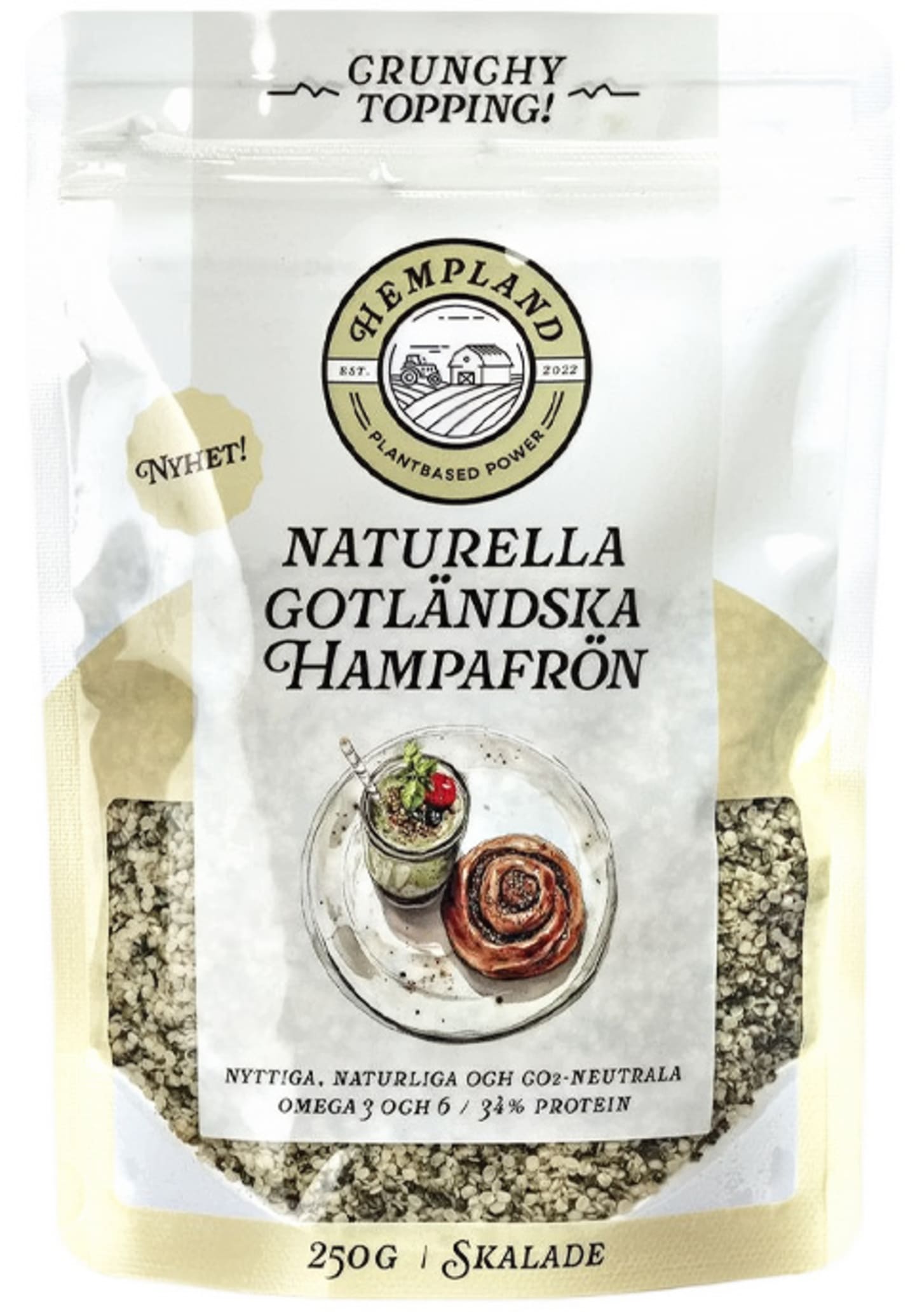 Hampafrön skalade naturella 250g