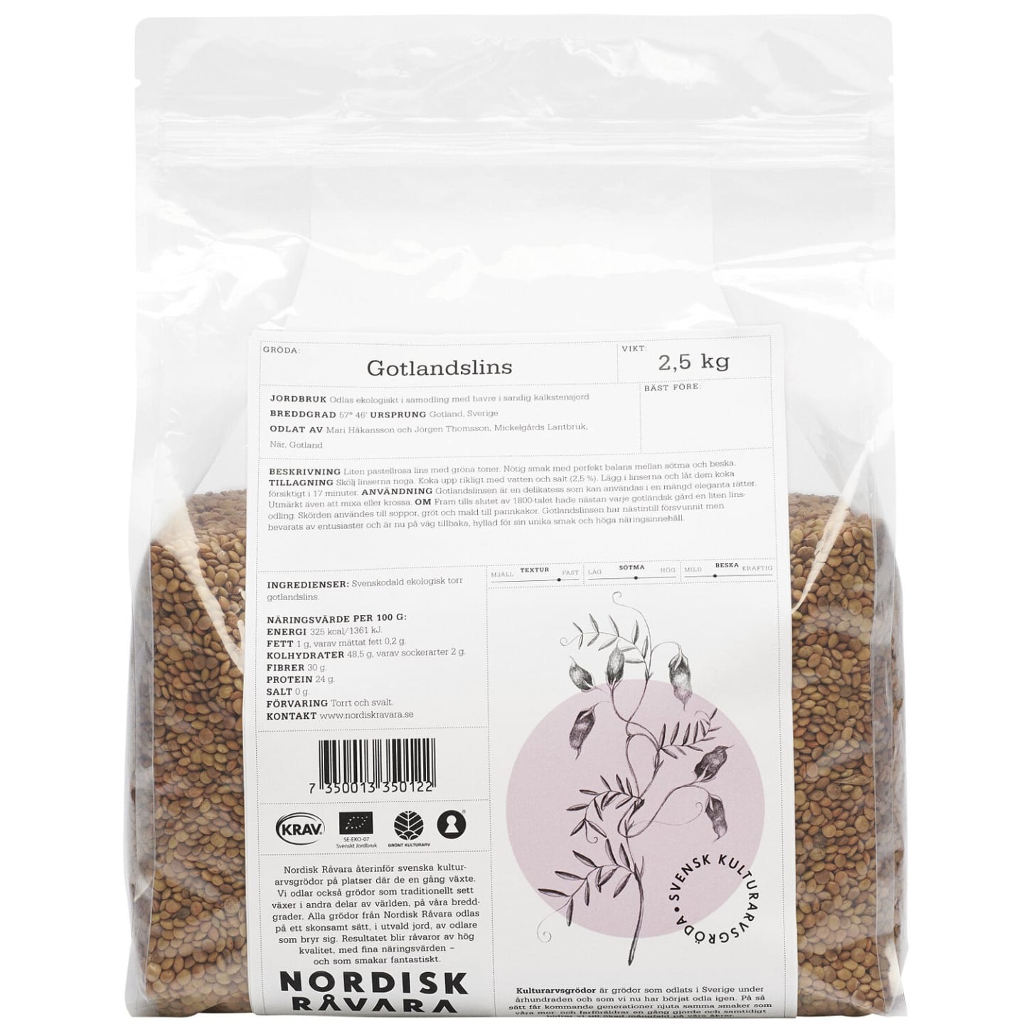 Gotlandslinser torkade KRAV 2,5kg